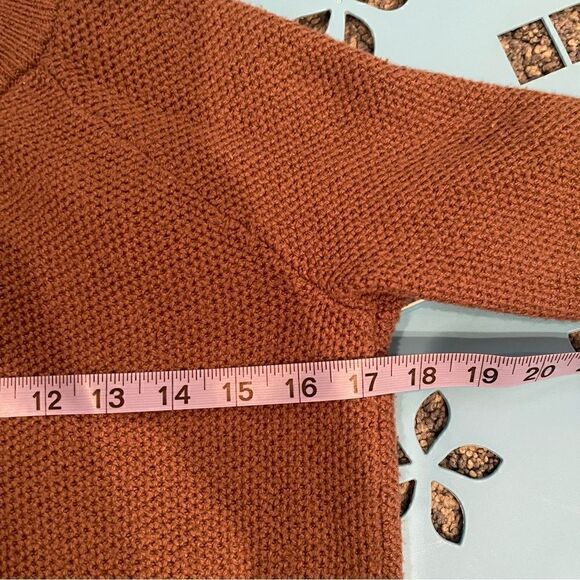 Madewell Sweater XS Olive Green Gray Split Back Waffle Knit Crewneck Pullover - Picture 9 of 9